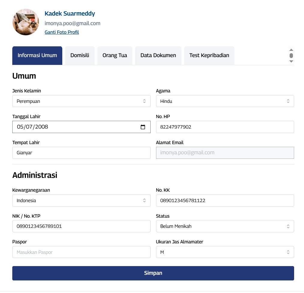 Lengkapi Biodata Umum
